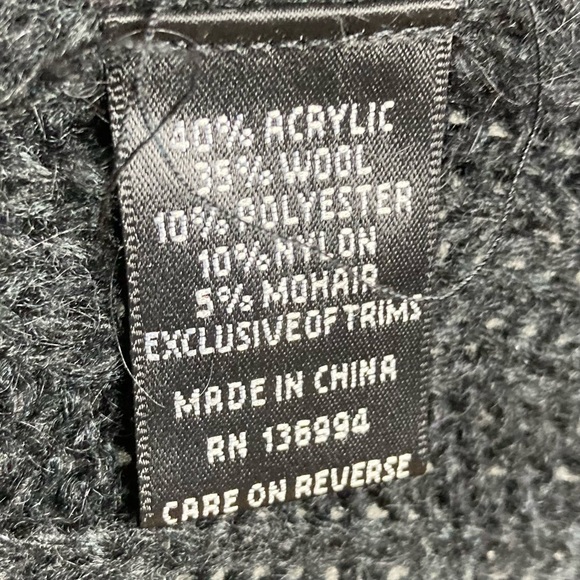 Sioni cardigan sweater medium patchwork collared black grey embroidered artsy - Picture 15 of 16